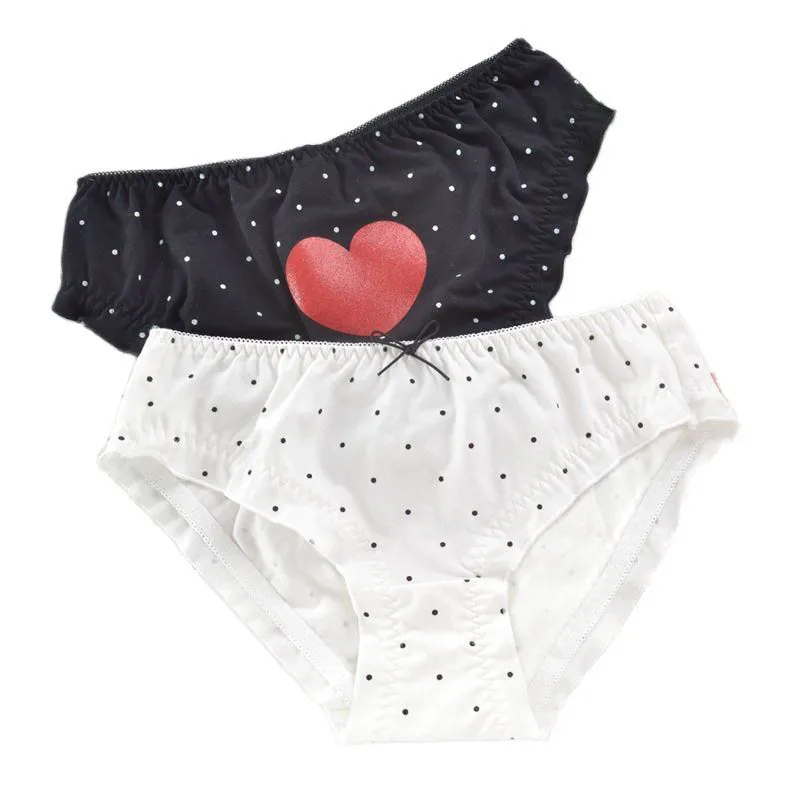 Heart Print Cotton Soft Women Panties Cute Lovely Sweety Style Seamless