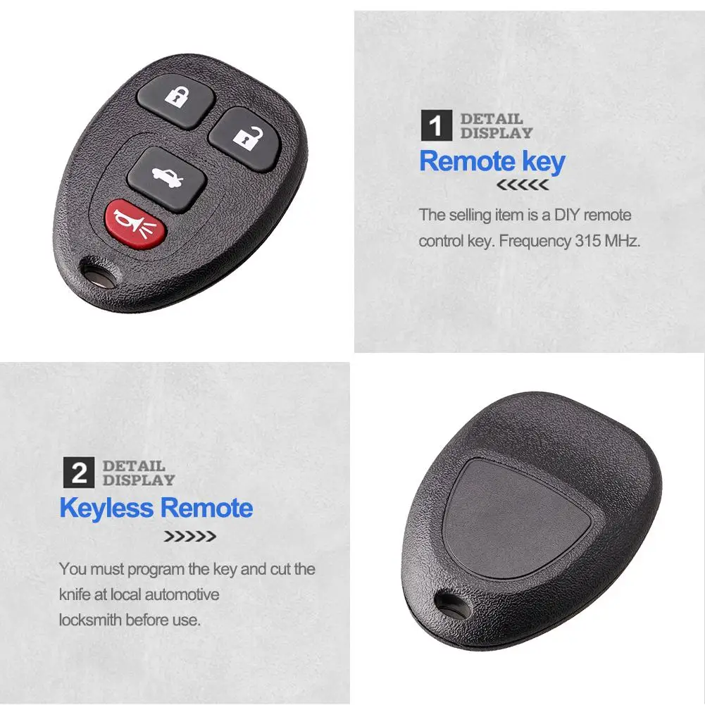 Для 2009 2010 2011 2012 Chevrolet Malibu DIY Автомобильный Дистанционный ключ 4 кнопки бесключевого входа аксессуары KOBGT04A 15252034 315 МГц