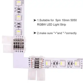 

5Pin RGBW LED Strip Connector Kit - includes 16.4FT 5 Pin RGBW Wire Extension, 2x T Shape Connector, 2x LED Strip Jumper