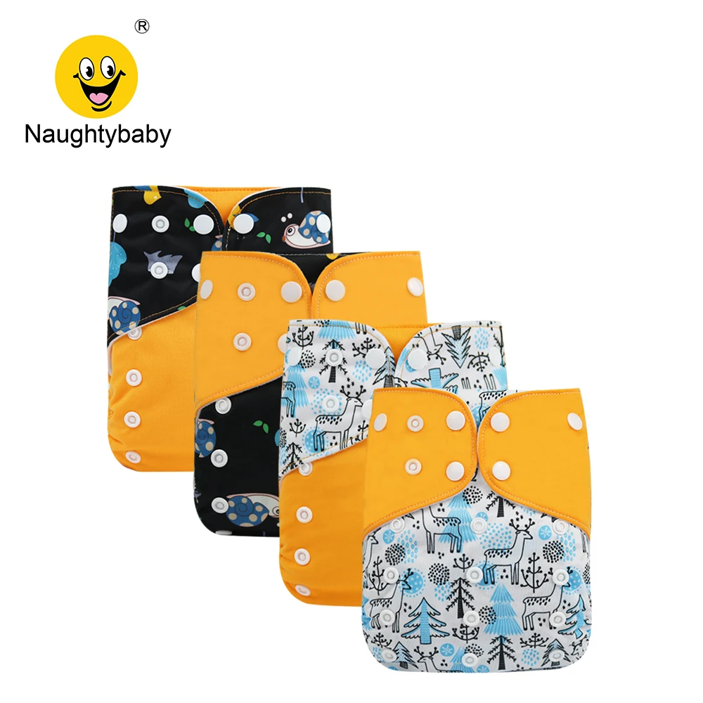 

High Quality Washable Reusable Baby Cloth Pocket Diapers 4 Pcs+ 4 Nappy Inserts (with 1 pcs waterproofbaby sheet )