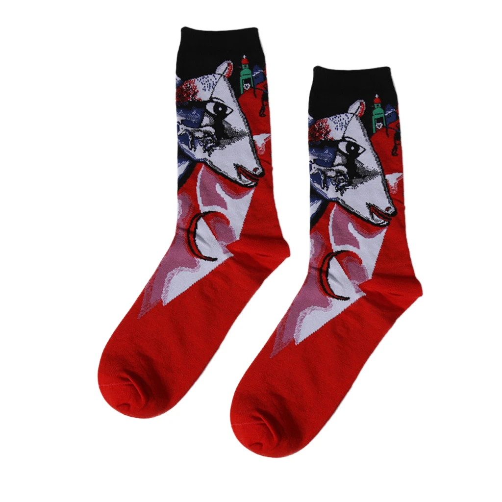 Men's Classical Painting Crew Socks Casual Mid-calf Length Socks#4