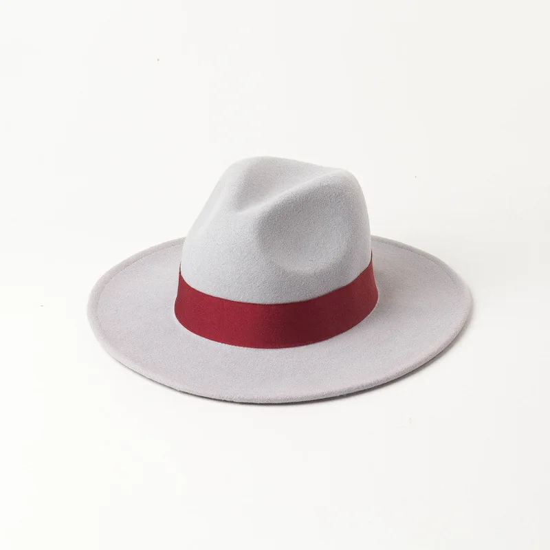 01908-HH8147 new autumn WINTER wool ribbon fedoras cap men women jazz panama hat