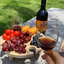 

Wooden Outdoor Beach Wine Table Portable Folding Wine Glasses Wine Rack Multi Lattice Picnic Table