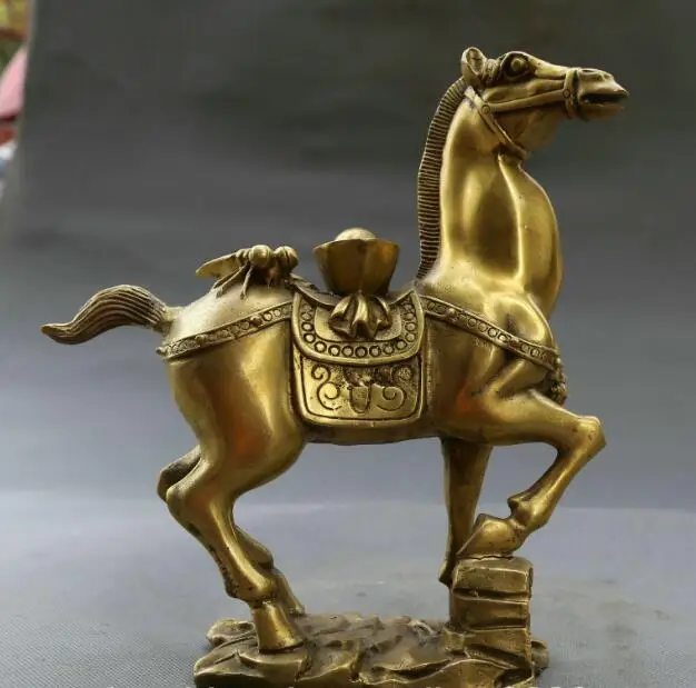 Китайский Бронзовый Лаки с аппликацией в виде животного лошади летать богатство