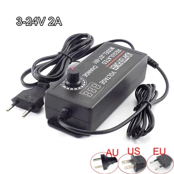 

Adjustable Power Adapter AC 100-220V to DC 3-24V 2A CCTV Camera Power Supply Led Strip Light Display Screen Charger A7