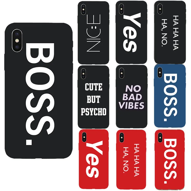 Мягкий чехол для телефона с английским текстом iPhone 7 8 Plus 6 6S 5 SE X XS Max XR Phone BOSS Yes Cover