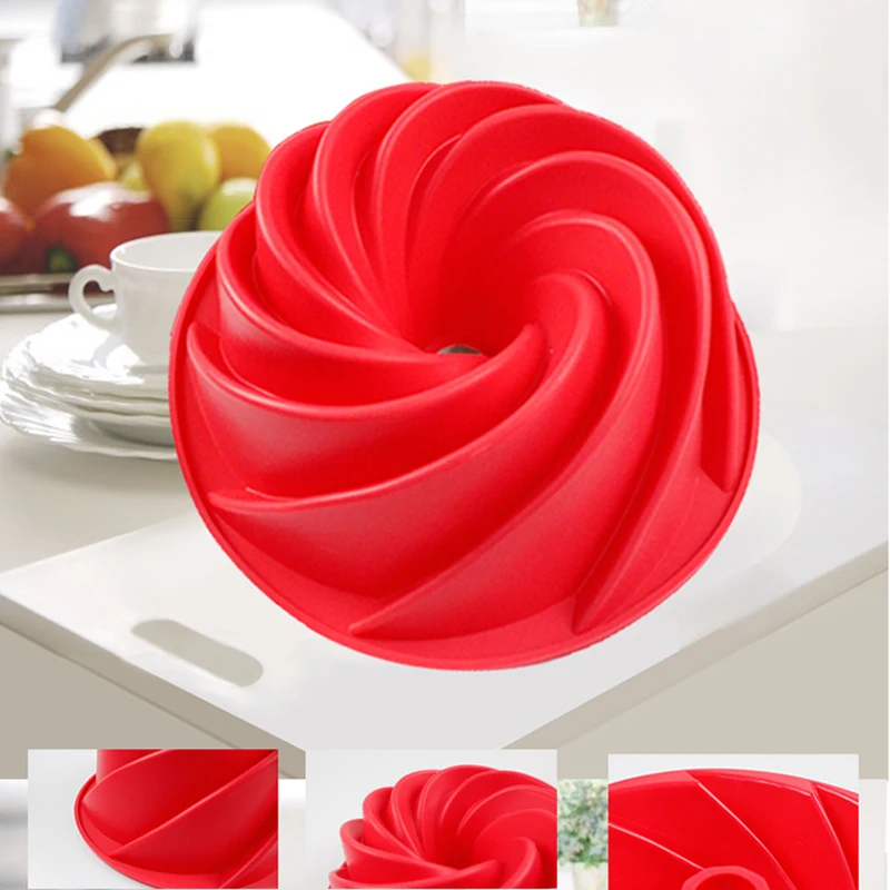 Big Swirl Shape Silicone Butter Cake Mould Baking form Tools For Cake Mold Bakery baking dish Bakeware