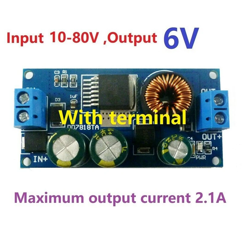 2A Dc 80V 72V 64V 48V 36V 24V to 15V 12V 9V 6V 5V Hv Buck Dc-Dc преобразователь модуль питания(6 V