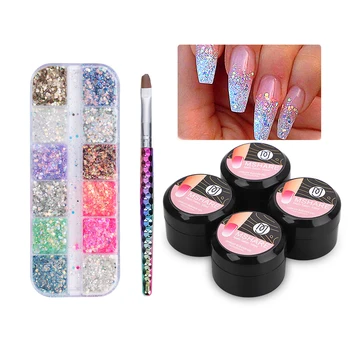 

MSHARE Glitter Nail Builder Gel Set Acrylic Nail Kit Set Acrylic Liquid Powder