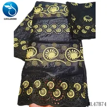 LIULANZHI новейший дизайн Базен ткань 7 ярдов парча хлопок Riche вышивка Базен Riche для одежды ML47B74