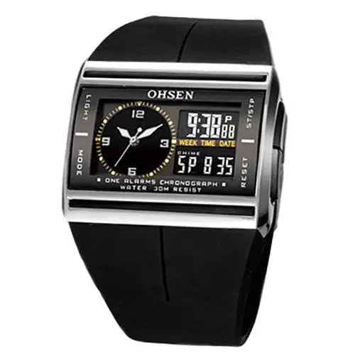 

Digital Analog LED Luminous Date Rubber Band Sport Men's Boy's Wrist Watch Mas-culino Fashion Men's Watch Large Dial Militarys