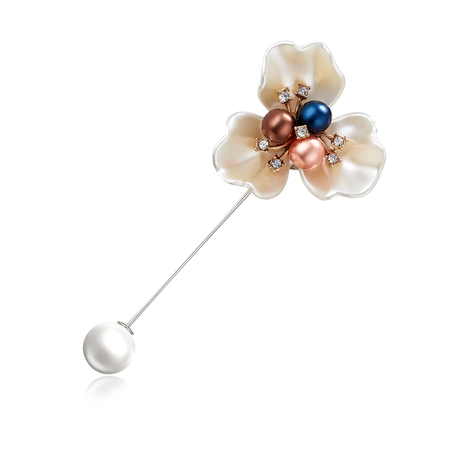 Rinhoo Strass Weiß Nachahmung Perlen Shell Form Kamelie Brosche Kragen Pin Hemd Mode Abzeichen Blume Blütenblatt Hochzeit Corsage – Detail 27