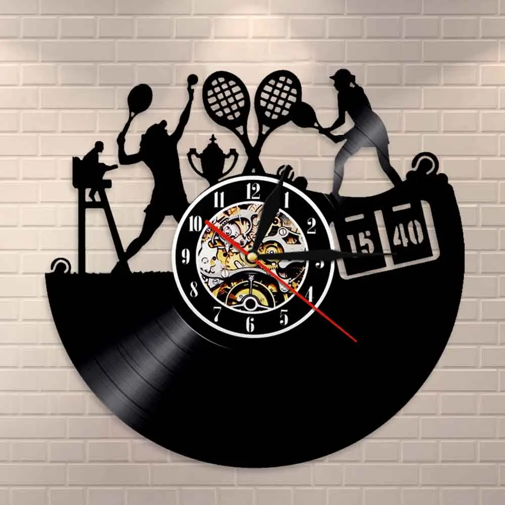 Женский теннисный плеер спорт настенное искусство настенные часы для игры в