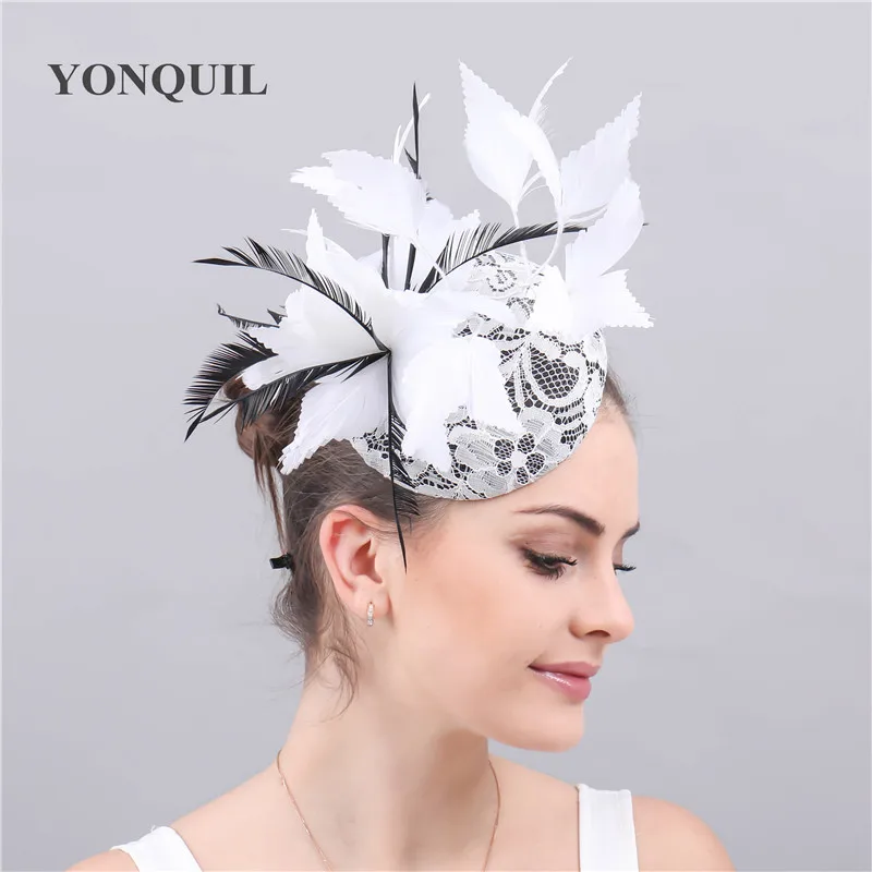 

Vintage charming feather fascinator womens hat headband accessorie fancy feather party fedora cap foemal headpiece for church