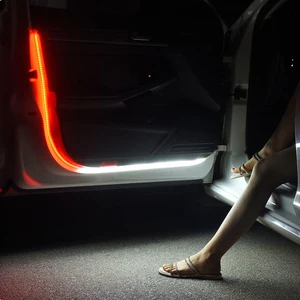 2Pcs Car Door Warning LED Deco Light Welcome Strips Anti Rear End Collision Automotivo Lighting Decoration  Safety Warning Lamp