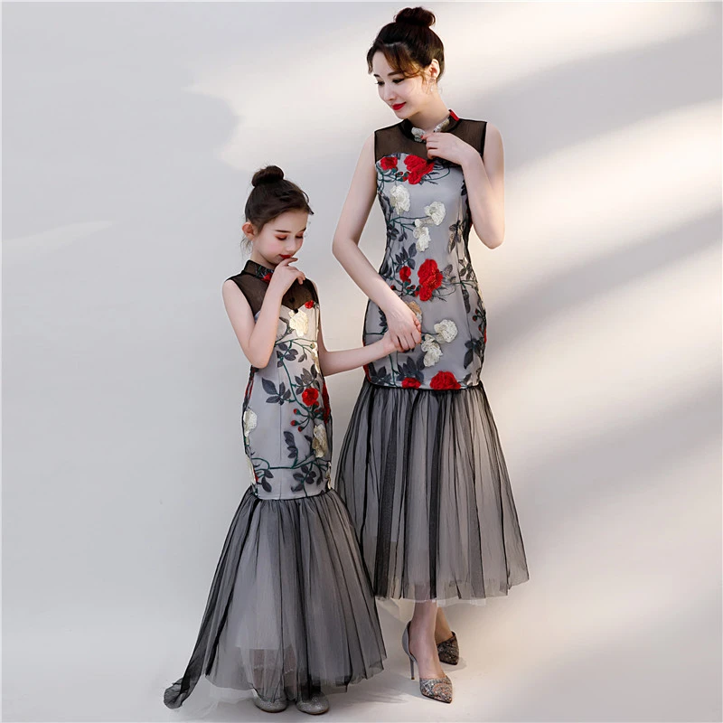 Mommy And Me Mother Daughter Lace Wedding Dresses 2020 Girls Maxi Long Dress Mom And Daughter Dress Family Matching Outfits Grey Matching Family Outfits Aliexpress
