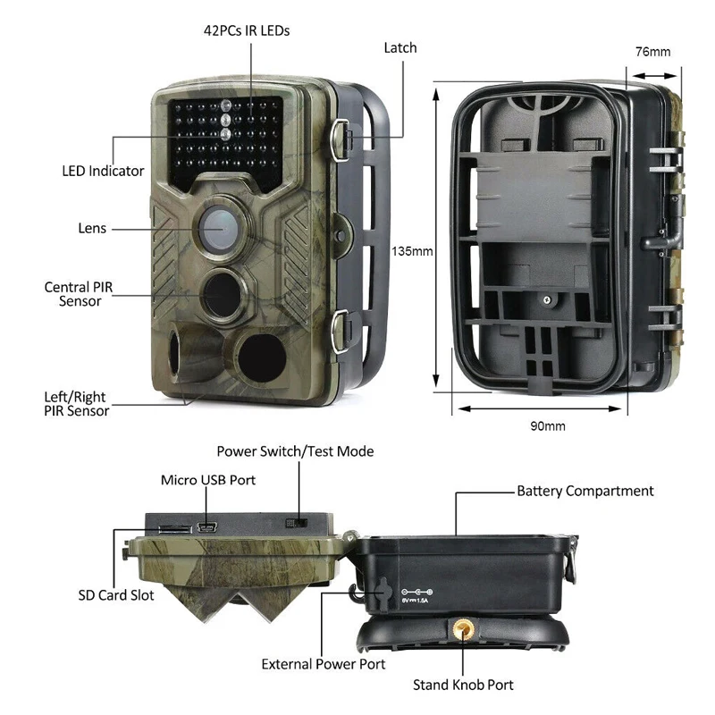 

Hunting Camera HD 1080P Infrared Trace Night Vision Waterproof Trail Camera for Outdoor OUJ99