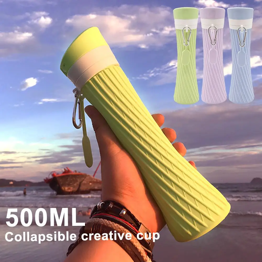 500 мл силиконовая бутылка для воды для путешествий, портативный спортивный чайник, складная чашка, чайник, термоизоляционная бутылка для питьевой воды