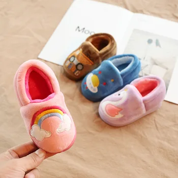 

New Winter Unicorn Kids Slippers For Toddler Boys Indoor Shoes Baby Girl Fur Slides Cotton Flip Flop Warm House Children Slipper