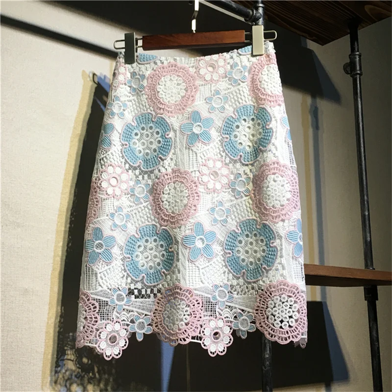 

Женская кружевная юбка-карандаш, элегантная летняя облегающая юбка до колен с высокой талией, офисная юбка в уличном стиле, 2023