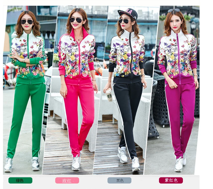 Women Sport Suit Sportswear Spring Jogger Outfit Set Jacket