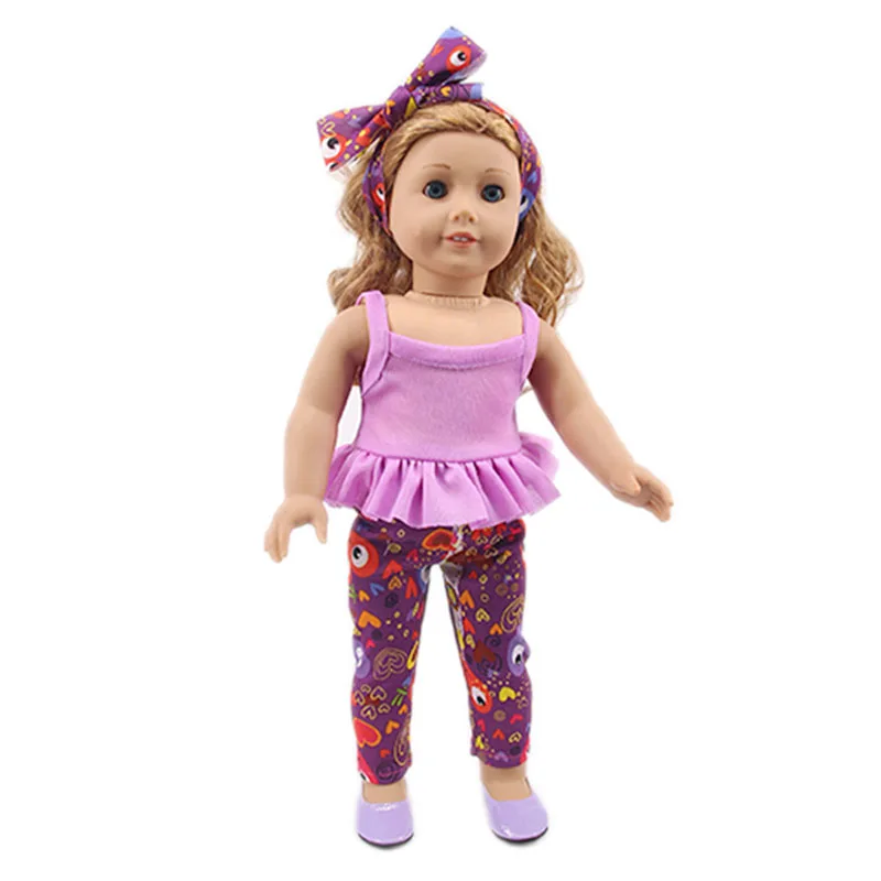 Doll clothes 3 pcs / set of headscarf+ vest+ pants, for 18-inch American 43 cm born doll Christmas, girls toys, birthdaygifts