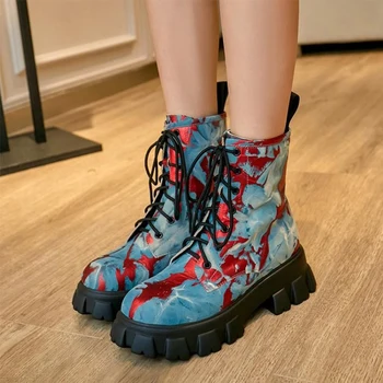 

Women Chunky Heel Ankle Boots Woman Shoes Autumn Brand Designer Chelsea Boots Female Platform Boots Lasdies Fashion Round Toe