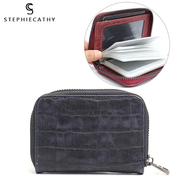 

SC MUlti Color Short Wallet Women's Genuine Leather Mini Handbag Card Holder Girls Small Zipper Card Bag Coin Purse Photo Holder