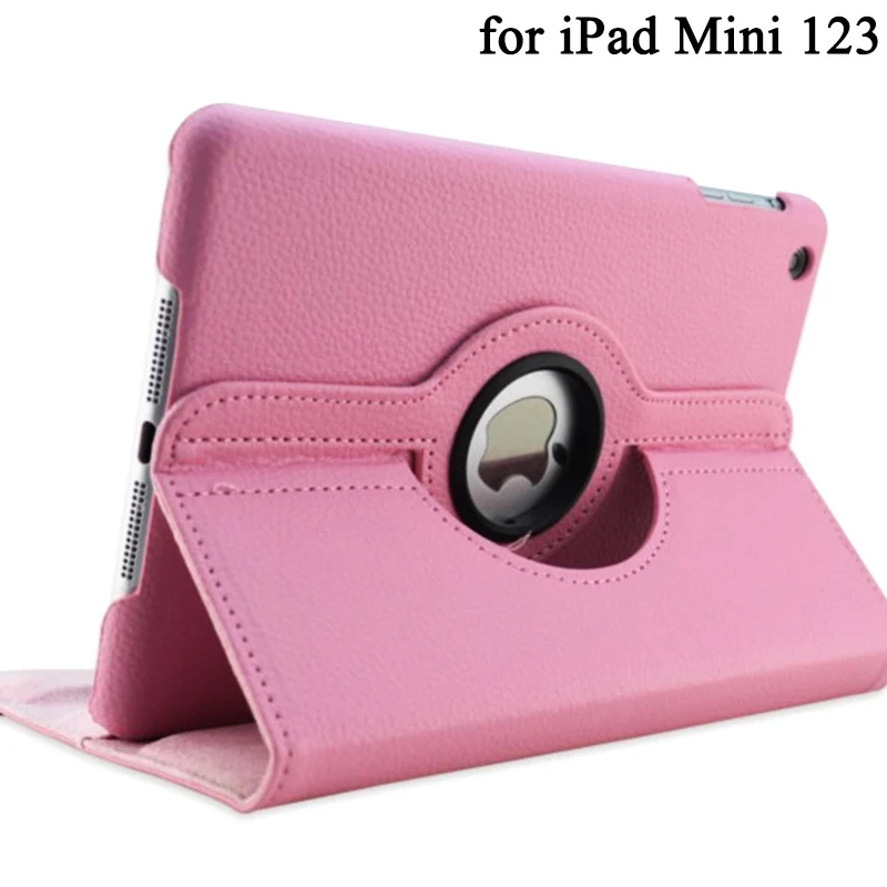 Вращающийся на 360 градусов чехол-подставка для iPad Mini 1 2 3 чехол из искусственной кожи умный флип-чехол для Funda iPad Mini чехол для сна/пробуждения - Цвет: pink for mini 1 2 3