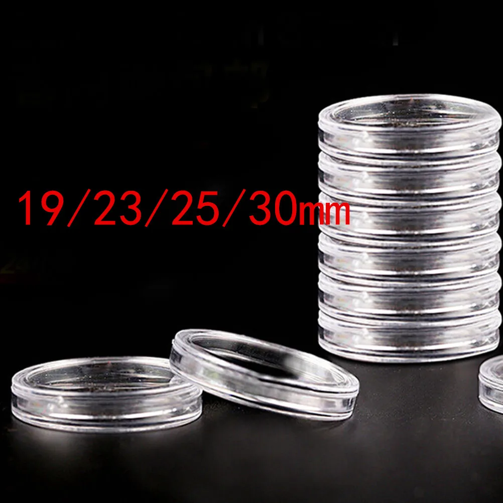 

10 Pcs/set 19/23/25/30mm Plastic Clear Round Coin Storage Photo Holder Cases