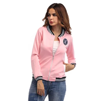 

2019 new best selling M word badge zipper coat women's stand collar long-sleeved slim jacket