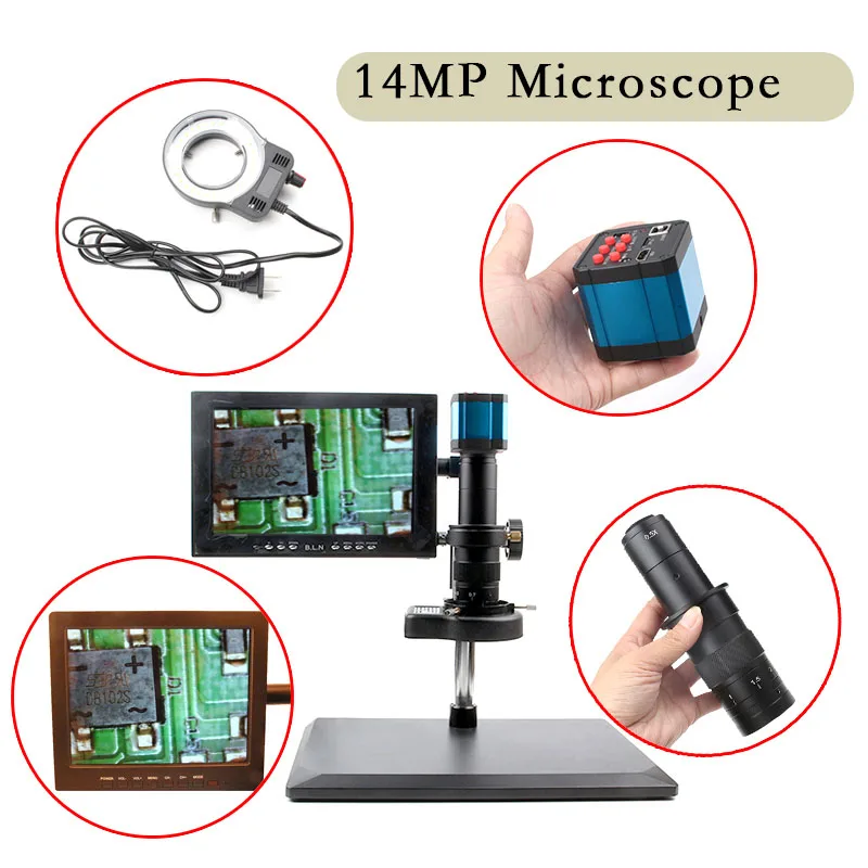 US $548.00 0745X Electronic Video Microscope Adjustable Digital Microscope 10 Inch HD LCD For Soldering Repairing