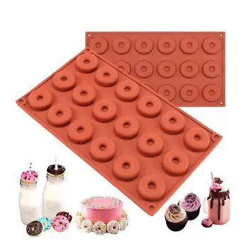 

2PCS 18 - Connected Round Silicone Donut Mold For Muffin DIY Biscuit Chocolate Home Reusable Baking Snack Pastry Mini Donut Pan