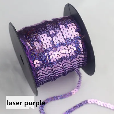 laser purple 6 мм блестки полоски, сценическая одежда, обувь шторы украшения одежды DIY аксессуары 100 ярд - Цвет: laser purple