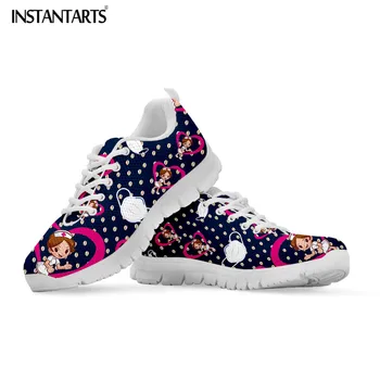 

INSTANTARTS Nurse Shoes Medical Sketch Sneakers Flats Women's Heart Surgical Doctor Print Summer Breathable Sneaker Female Shoe