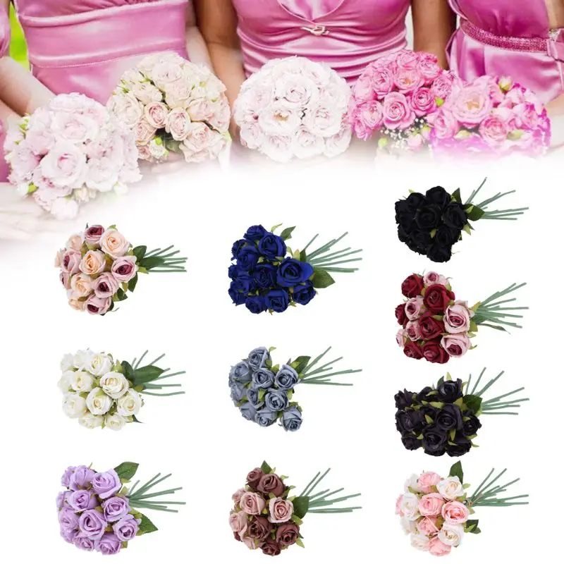 

Искусственный Шелковый букет из роз, 12 головок