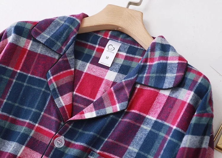 2020 Fall Winter Men's Rad Plaid Pajamas Set Comfort Loose Large Size Turn-Down Collar Sleepwear Full Sleeve+Pants 2Pcs Homewear mens cotton pajama sets