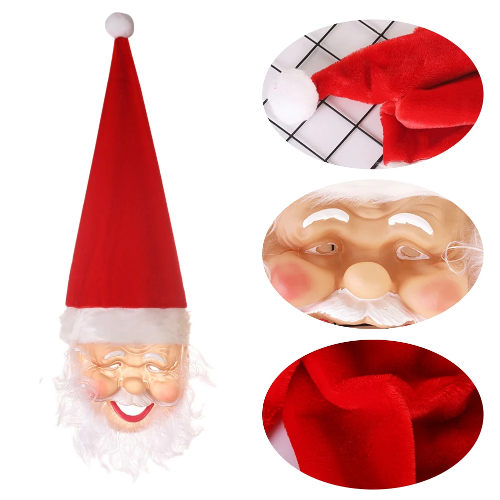 

Festival Full Cover Christmas Mask Red Hat Party Beard Halloween Masquerade Celebration Gift Makeup Decorative Holiday Props