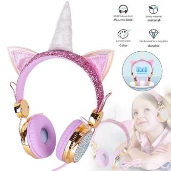 

Headset Children's Headset, Mobile Phone, Computer Universal With Wheat Rhinestone Cartoon Headset