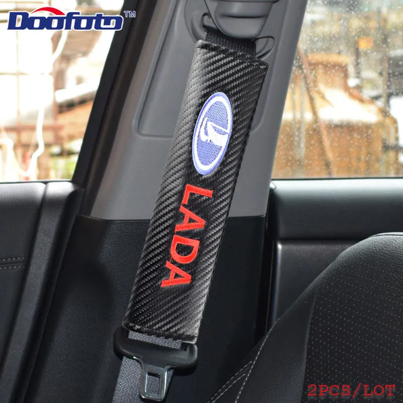 Doofoto 2x чехол для ремня безопасности автомобиля для Lada Vesta Niva Kalina Xray Priora Granta Largus Samara Accecssories Стайлинг углеродного волокна