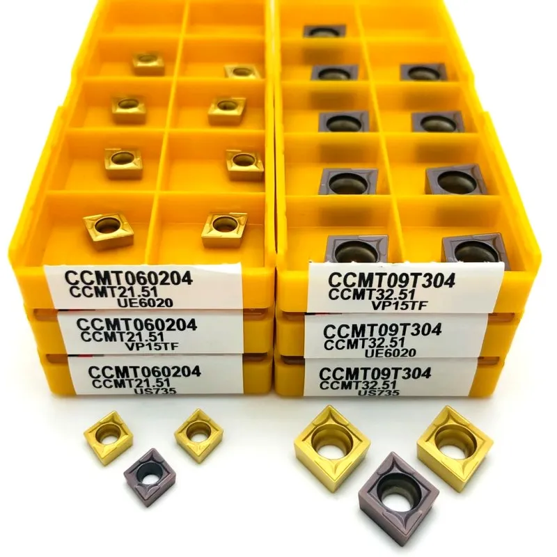 Herramienta de torneado de acero inoxidable, 10 Uds., CCMT060204, CCMT09T304, CCMT09T308, Agujero interior, círculo exterior