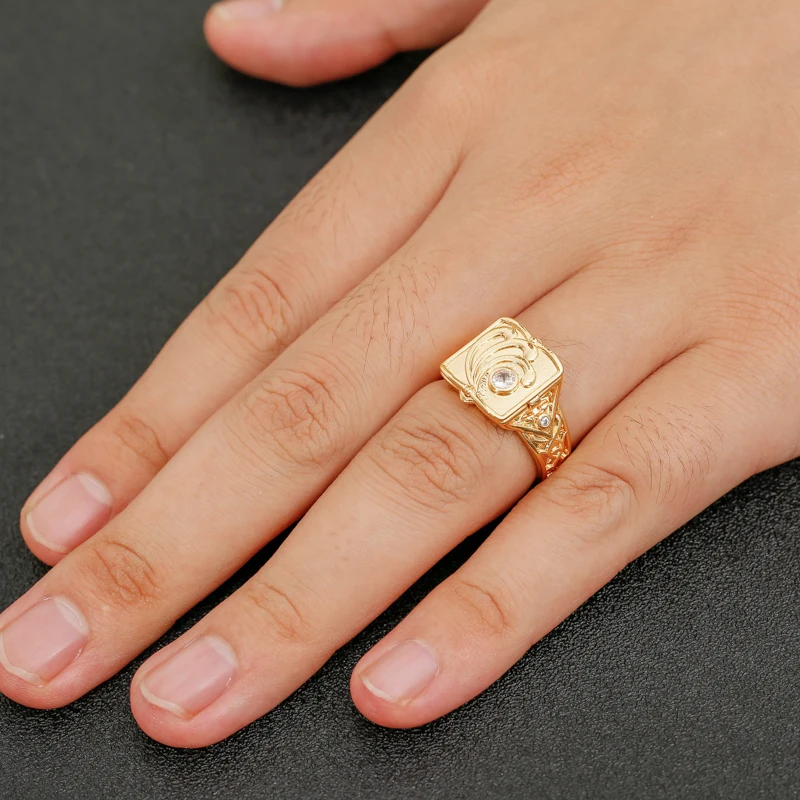New hot sale European and American style carved open cap pattern ring men's ring rings for men