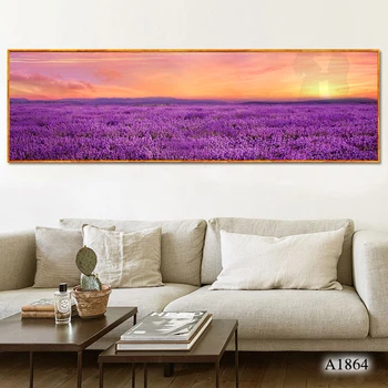 

Modern Oil Painting Print on Canvas Purple Lavender Flower Landscape Canvas Art Printing Wall Art Picture for Home Decor