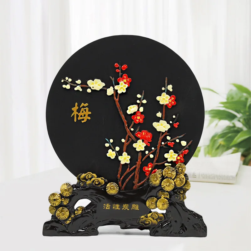 

Yi jia tan diao Merlin Bamboo And Chrysanthemum round Plates Home Decoration Housewarming Business Gift-