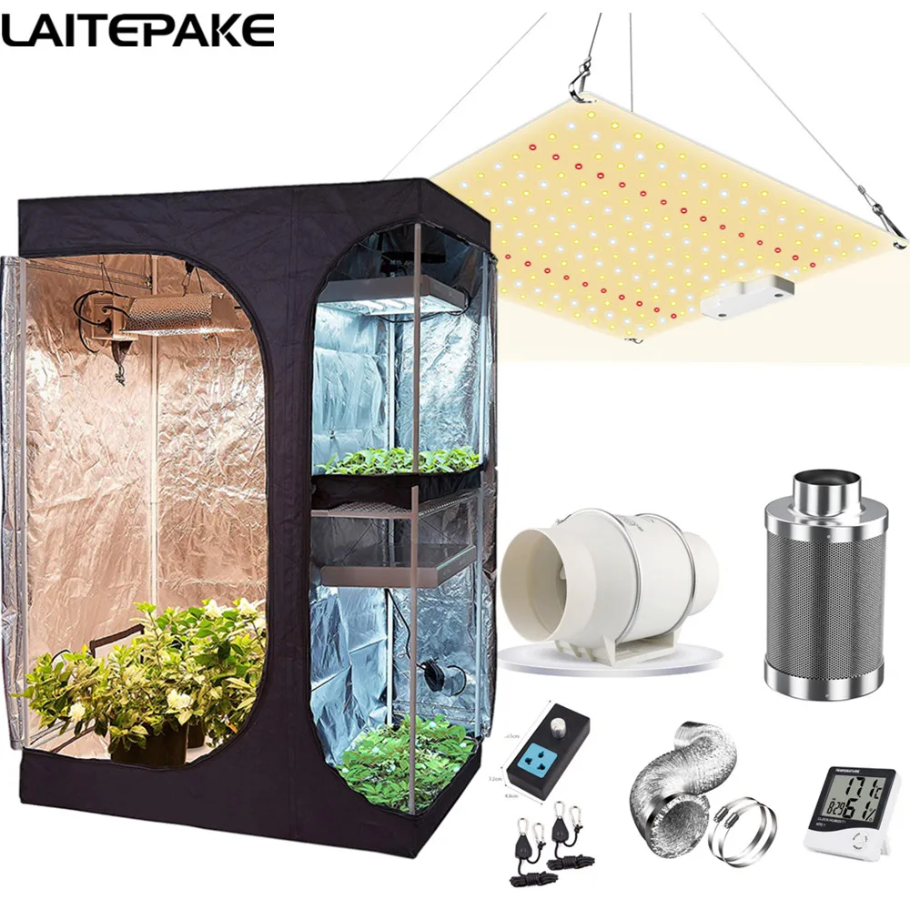 90x60x135CM LED Grow Kit Grow Tent Double Layer Two In One Grow Box 4inch-Filter-Set For Indoor Hydroponic Garden Plant Grow