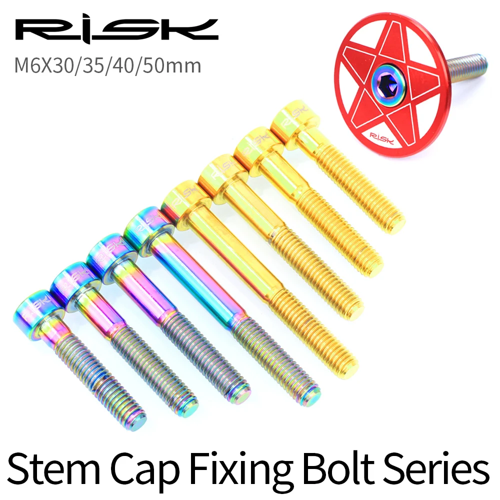 1PCS M6x30/35/40/50mm Titanium Bolt for Bicycle Headset Bolt 1 1/8 Ti Stem Cap Bolt Bike Column Screw Bicycle Headset Parts