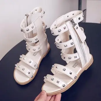 

Girls Sandals 2020 Summer Children Roman High-top Boots Toddler Kids Side Zipper Fashion Gladiator Soft Bottom Sandals