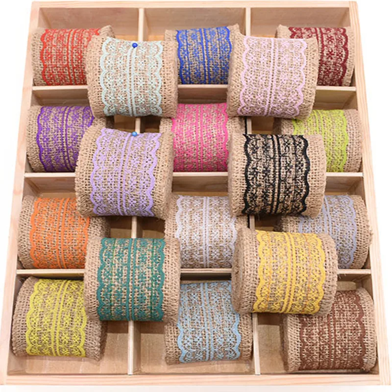 2m*6cm Jute Burlap Rolls Hessian Trim Ribbons With Lace For Vintage Wedding Birthday Decora DIY Sweing Gift Box Package Supplies | Дом и сад