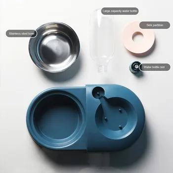 

Portable Pet Cat Dog Food Feeder Dish Automatic Drinking Bowl Fountain For Pet Food Basin Double Bowl Dish Bowls Pet Supplies B