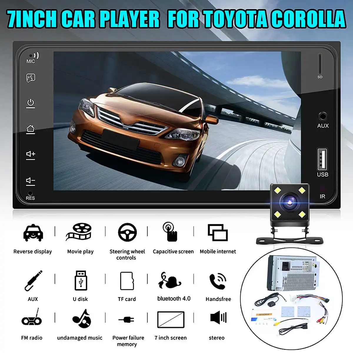 

2 din Android 8.1 Automobile Car Multimedia Player Autoradio Stereo Radio Rear View Camera for Toyota Corolla RAV4 VIOS CROWN